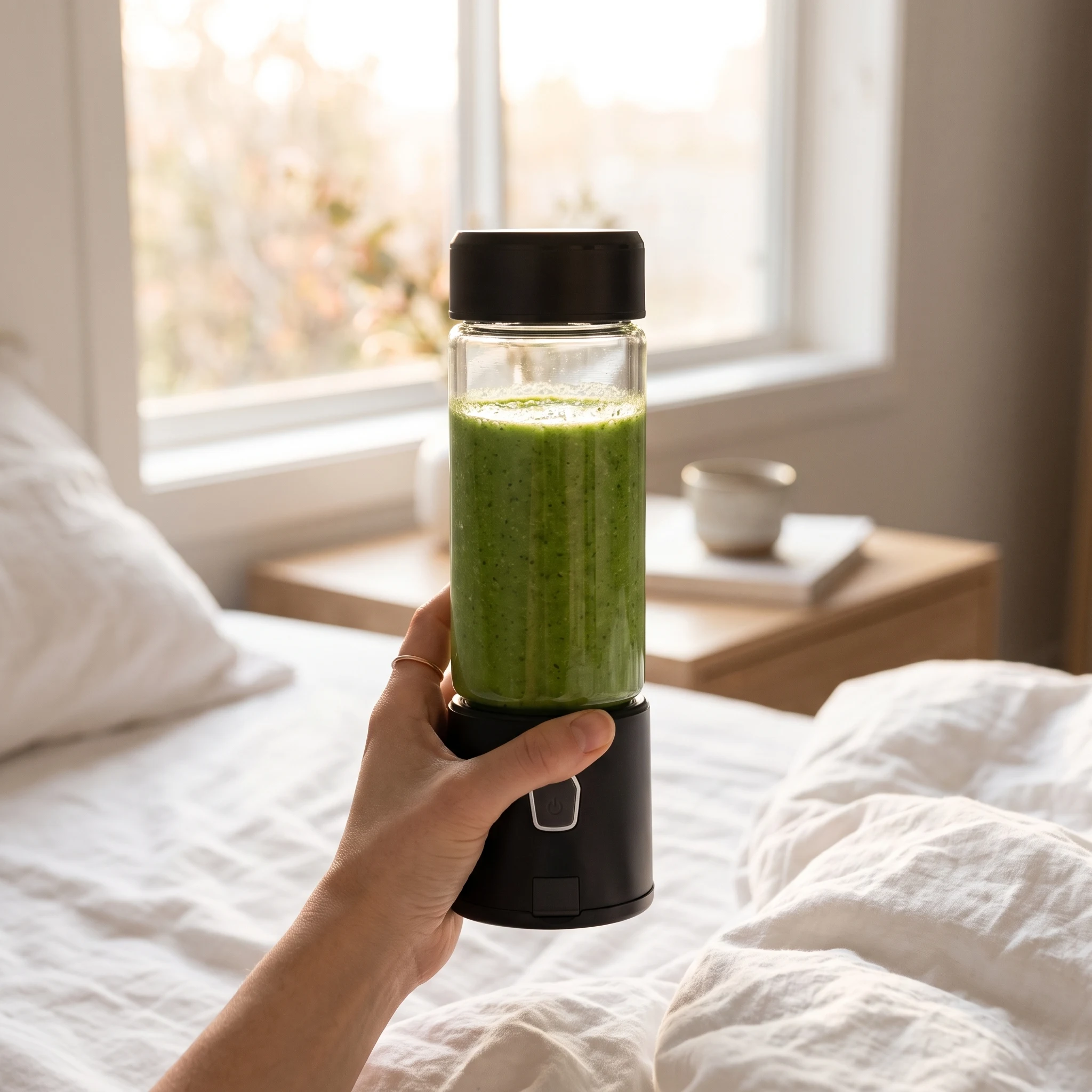 Smoothie préparé au réveil avec l'ECOMIXX ALL BLACK